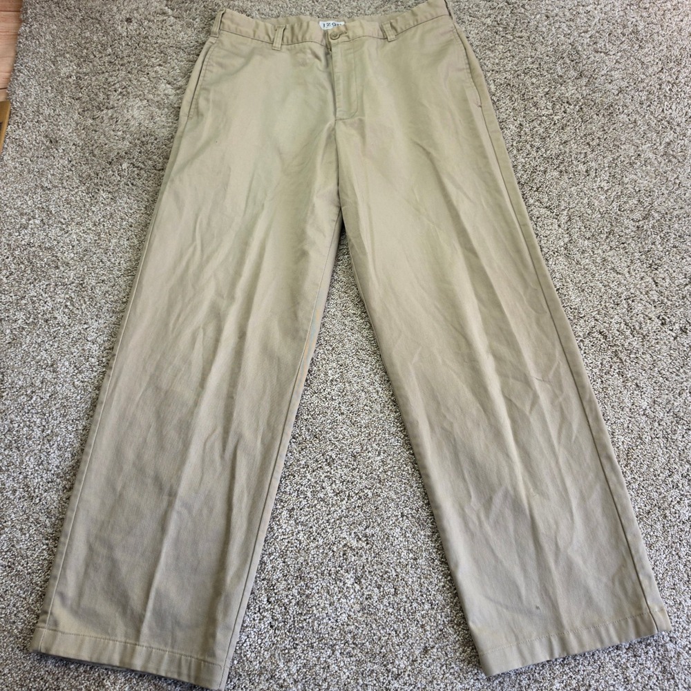 IZOD PerformX Chino Pants Mens 34x32 Tan Khaki Outdoor Casual Lightweight Golf